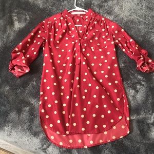 Like new burgundy and tan dotted dress top SM